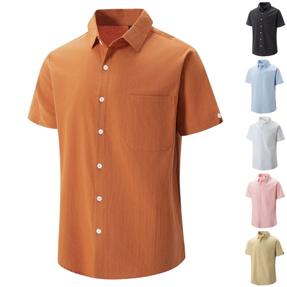VBTAPA Men's Short Sleeve Shirts Lightweight Casual Button Down Shirt Beach Vacation Summer Tops with Pocket Khaki XXL
