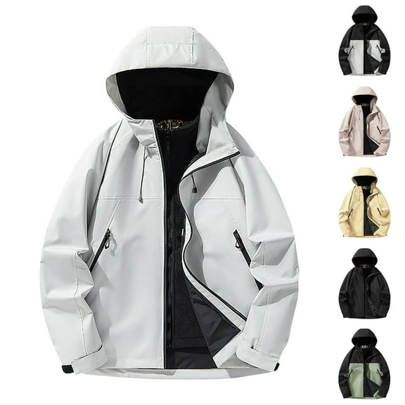 VBTAPA Men's Ski Jacket 3 in 1 Waterproof Winter Jacket Snow Jacket Windproof Hooded with Inner Warm Fleece Coat Black XXL