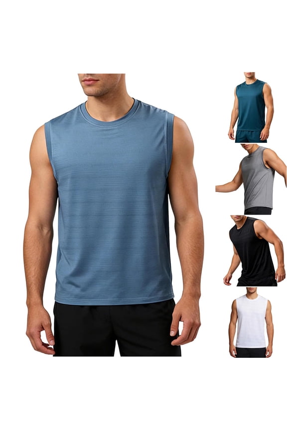 Men's Sleeveless Mesh Shirts Quick Dry Tank Tops for Men Sun Protection UPF 50+ Athletic Gym Workout Undershirts White M