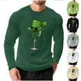 thumbnail image 1 of VBTAPA Men's St Patrick's Day T-Shirt Shamrock Clover Print Long Sleeve Waffle Shirts Funny Irish Green Lucky Charms Graphic Tees Green M, 1 of 6