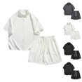 thumbnail image 1 of VBTAPA Men's Summer Beach Outfits 2 Piece Short Sleeve Shirts and Shorts Set Cooling Casual Vacation Lounge Sets with Pockets Gray XXXL, 1 of 3