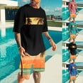 thumbnail image 1 of VBTAPA Men's Summer Tracksuit 2 Piece Beach Outfits Tropical Print Crewneck Tee and Shorts Set Casual Sweat Suit with Pockets Daily Sales Green XL, 1 of 6