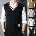 thumbnail image 1 of VBTAPA Men's Sweater Vest V Neck Sleeveless Casual Shool Sweaters Slim Fit Casual Knitted Pullover Sweater Yellow XXL, 1 of 8