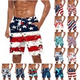 thumbnail image 1 of VBTAPA Men's Swim Trunks Quick Dry 3D Printed Beach Board Shorts with Pockets 4th of July American Flag Bathing Suits Todays Sales Black M, 1 of 6