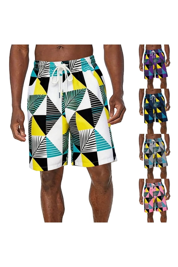 Men's Swim Trunks Quick Dry Bathing Suit Swimming Board Shorts Hawaiian Beach Swimwear with Pockets Purple XXL