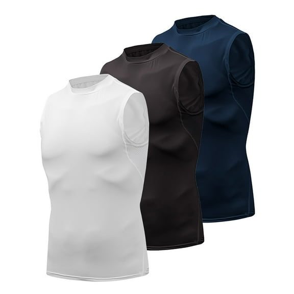 VBTAPA Men's Tank Top Compression Shirts Athletic Workout Sleeveless Shirts Slimming Body Shaper Vests Shapewear White XL