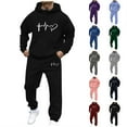 thumbnail image 1 of VBTAPA Men's Tracksuits 2Pcs Set Casual Sports Outfits Hoodies Sweatshirt with Sweatpants Sweatsuits Set Hip Hop Streetwear Limited Time Sales of Today Dark Blue XXXL, 1 of 6