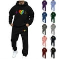 thumbnail image 1 of VBTAPA Men's Tracksuits 2Pcs Set Casual Sports Outfits Hoodies Sweatshirt with Sweatpants Sweatsuits Set Hip Hop Streetwear Sales of Today Prime Red M, 1 of 6