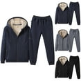 thumbnail image 1 of VBTAPA Men's Tracksuits Sherpa Lined Full Zip Hooded Jacket Fleece Jogger Pants Winter Warm Sweatsuits Sets Blue L, 1 of 8