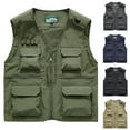 thumbnail image 1 of VBTAPA Men's Utility Fishing Vest Lightweight Outdoor Work Safari Travel Vests Multi Pockets Waistcoat Jacket Khaki XL, 1 of 4