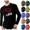 thumbnail image 1 of VBTAPA Men's Valentine Day T Shirt Romantic Love Heart Print Tops Stylish Casual Long Sleeve Tshirts Round Neck Tee Top Khaki M, 1 of 5