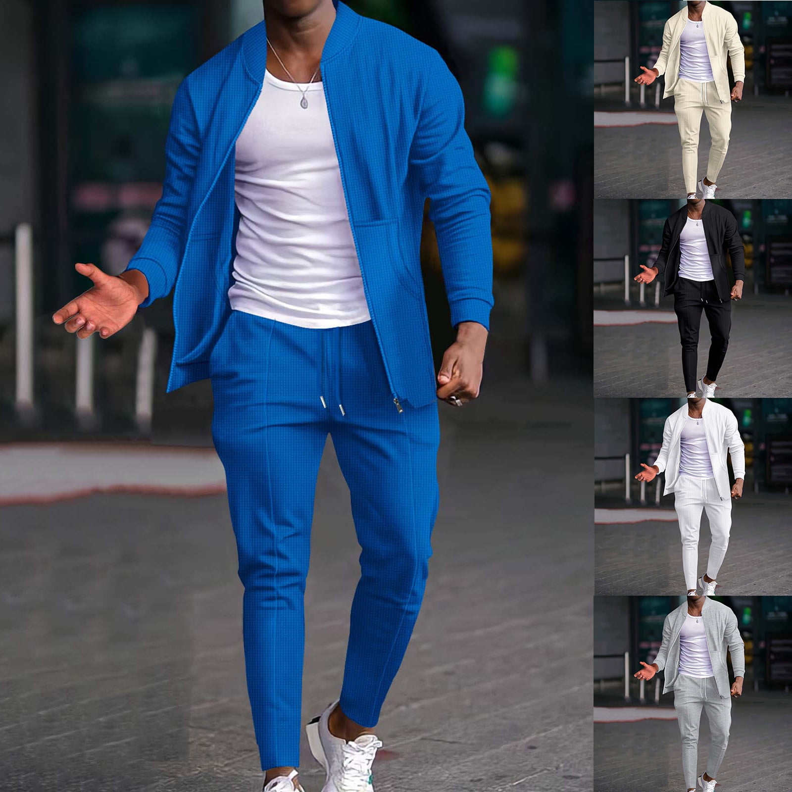 VBTAPA Men's Waffle Knit Tracksuit 2 Pieces Set Trendy Casual Long