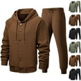 thumbnail image 1 of VBTAPA Men's Waffle Tracksuit Set Button Down 2 Pieces Casual Sweatsuits Long Sleeve Hooded Jacket and Jogging Pants Sets Army Green XXXXL, 1 of 4
