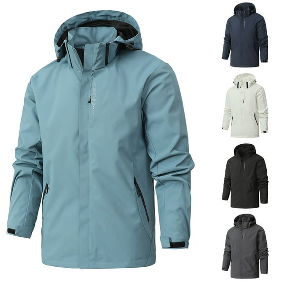 VBTAPA Men's Waterproof Rain Jacket Big and Tall Windbreaker Jackets Outdoor Lightweight Hooded Raincoat for Hiking Golf Travel Fishing Blue XXXL