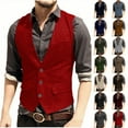thumbnail image 1 of VBTAPA Men's Western Cowboy Suit Vest Slim Fit V-Neck Dress Vests Business Casual 3 Buttons Waistcoat Brown L, 1 of 8