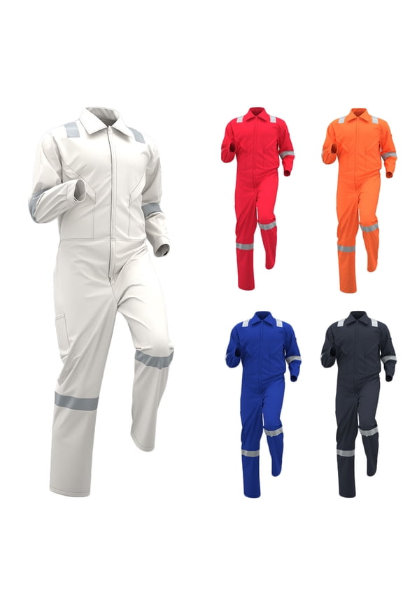 Men's Work Coverall Reflective Stripes Big and Tall Overalls Mechanic Coveralls Workwear Jumpsuit with Multi Pockets Orange XXL