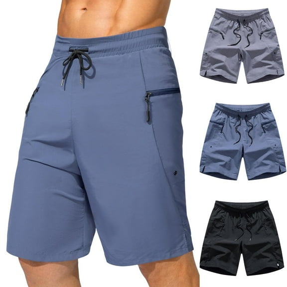 VBTAPA Men's Workout Running Shorts Lightweight Quick Dry Gym Athletic Shorts for Men with Zipper Pockets 90% off Clearance Sale Black M