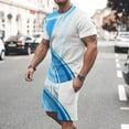 thumbnail image 1 of VBTAPA Mens 2 Pieces Sweatsuit Set Fashion 3D Print Short Sleeve Crewneck Tee Top and Drawstring Shorts Sets Big and Tall Casual Tracksuit Blue XL, 1 of 5