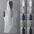 thumbnail image 1 of VBTAPA Mens Athletic Hoodies Sleeveless Hooded Tank Top Lightweight Drawstring Workout Gym Hoodie with Kangaroo Pocket Dark Blue L, 1 of 5