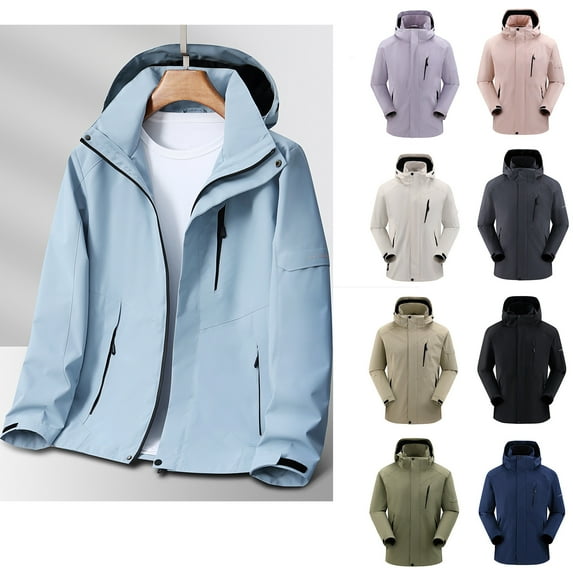 VBTAPA Mens Big and Tall Rain Jackets Lightweight Waterproof Windbreaker Jacket Outdoor Hooded Raincoat Casual Hiking Travel Jacket with Zipper Pockets Black M