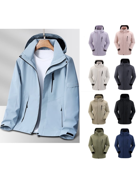Mens Big and Tall Rain Jackets Lightweight Waterproof Windbreaker Jacket Outdoor Hooded Raincoat Casual Hiking Travel Jacket with Zipper Pockets Purple XXXXXL