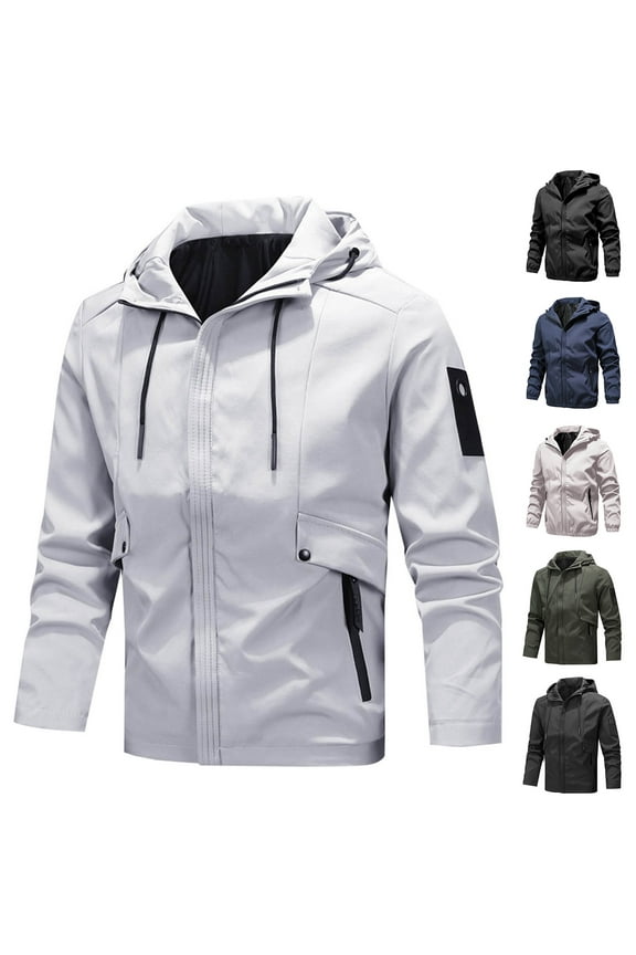 Mens Bomber Rain Jacket Lightweight Waterproof Windproof Raincoat with Hood Military Tactical Jacket Performance Windbreaker Jacket Back to College Sale B-Army Green XXXL