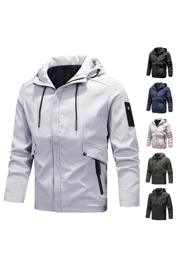 Mens Bomber Rain Jacket Lightweight Waterproof Windproof Raincoat with Hood Military Tactical Jacket Performance Windbreaker Jacket B-Army Green L