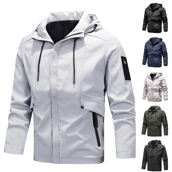 VBTAPA Mens Bomber Rain Jacket Lightweight Waterproof Windproof Raincoat with Hood Military Tactical Jacket Performance Windbreaker Jacket B-Black XL