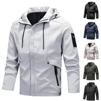 VBTAPA Mens Bomber Rain Jacket Lightweight Waterproof Windproof Raincoat with Hood Military Tactical Jacket Performance Windbreaker Jacket Today's Deals of The Day A-Dark Blue L