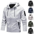 thumbnail image 1 of VBTAPA Mens Bomber Rain Jacket Lightweight Waterproof Windproof Raincoat with Hood Military Tactical Jacket Performance Windbreaker Jacket Todays Daily Deals Clearance A-Black L, 1 of 7