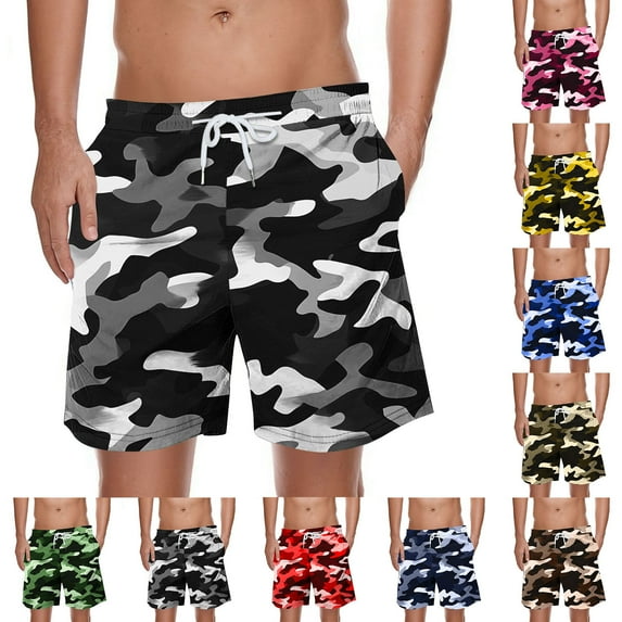 VBTAPA Mens Camouflage Swim Trunks Lightweight Drawstring Beach Board Shorts Quick Dry Hawaiian Bathing Suit Sales Today Clearance Pink XXL