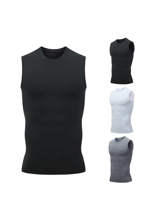 Mens Compression Shirt Slimming Body Shaper Vest Workout Tank Tops Abs Abdomen Undershirts White XL