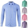 thumbnail image 1 of VBTAPA Mens Cotton Oxford Shirt Regular Fit Long Sleeve Plaid Dress Shirts Business Casual Button Down Shirt with Chest Pocket Winter Savings Purple L, 1 of 4