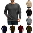 thumbnail image 1 of VBTAPA Mens Crewneck Pullover Sweatshirt with Pocket Casual Stylish Long Sleeve Pullover Tops Solid Basic Sweat Shirt Coffee XL, 1 of 8