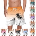 thumbnail image 1 of VBTAPA Mens Drawstring Swim Trunks Hawaiian Bathing Suit Palm Tree Print Beach Board Shorts with Pockets Limited Time Sales Gray XL, 1 of 5