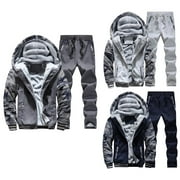 VBTAPA Mens Fleece Lined Tracksuit 2 Piece Casual Athletic Jogging Suits Zip Up Sherpa Hoodie and Drawstring Pants Set Thermal Sweatsuits with Pockets 90% off Clearance Sale Dark Gray L