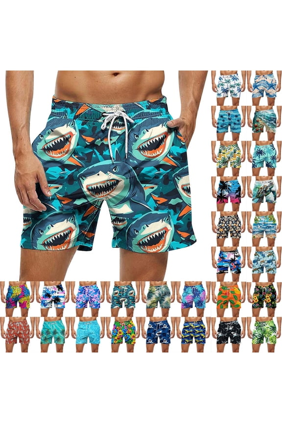 Mens Funky Hawaii Beach Shorts Funny Graphic Print Drawstring Swim Trunks Quicky Dry Surfing Board Shorts with Pockets Limited Time Sales Multicolor XXXXXL