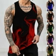 thumbnail image 1 of VBTAPA Mens Graphic Tank Top Novelty 3D Flame Print Sleeveless T-shirt Big and Tall Casual Workout Shirts Stretch Tank Undershirts Red XXXXL, 1 of 6