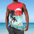 thumbnail image 1 of VBTAPA Mens Graphic Tank Top Sleeveless Palm Tree T Shirts Hawaiian Beach Casual Workout Tops Red XXL, 1 of 5