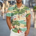 thumbnail image 1 of VBTAPA Mens Hawaiian Floral Shirt Short Sleeve Palm Tree Printed Button Down Shirts Summer Beach Vacation Tops Light Green S, 1 of 6