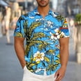 thumbnail image 1 of VBTAPA Mens Hawaiian Floral Shirt Short Sleeve Palm Tree Printed Button Down Shirts Summer Beach Vacation Tops Sky Blue XXXXL, 1 of 6