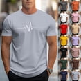 thumbnail image 1 of VBTAPA Mens Heartbeat Print T-shirts Trendy Casual Short Sleeve Round Neck Tees Lightweight Gym Workout Shirts Black M, 1 of 6