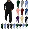 thumbnail image 1 of VBTAPA Mens Hoodie Sweatsuit 2 Piece Solid Casual Tracksuit Oversized Pullover Hoodies and Drawstring Pants Set Running Jogging Sport Suit with Pockets 90% off Clearance Sale Light Blue L, 1 of 9