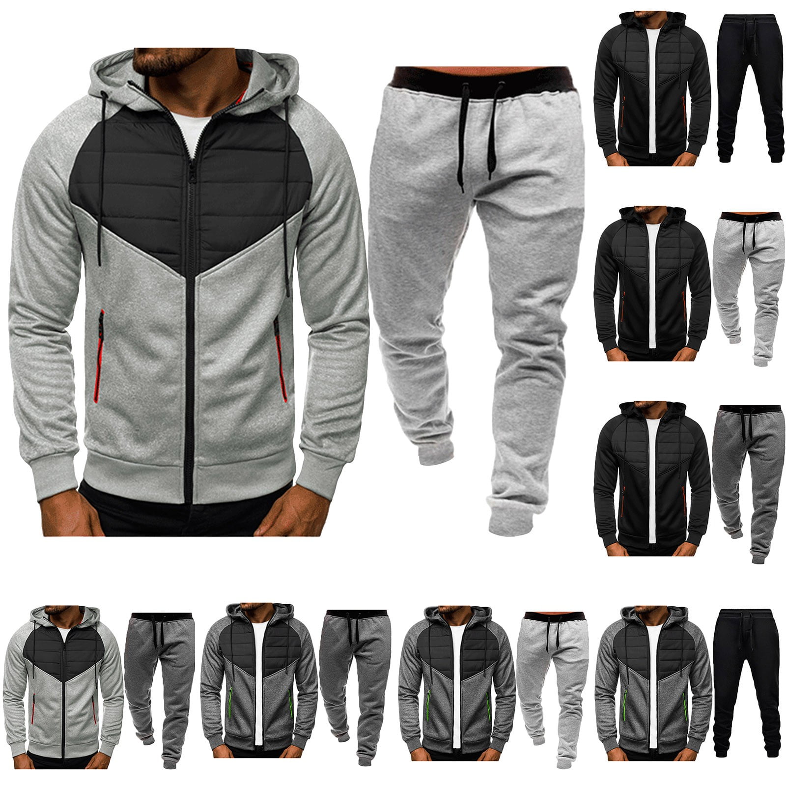 VBTAPA Mens Hoodie Tracksuit Piece Casual Sweatsuit Color Block