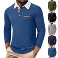 thumbnail image 1 of VBTAPA Mens Long Sleeve Polos Shirts Color Contrast Golf Shirt Regular Fit Business Casual Collared Tops Navy M, 1 of 7