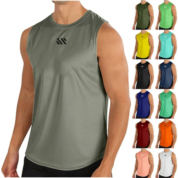 VBTAPA Mens Mesh Workout Tank Tops Summer Casual Sports Sleeveless Basic T-shirt Lightweight Breathable Athletic Fitness Undershirts Lighting Sales Army Green XXL