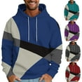 thumbnail image 1 of VBTAPA Mens Oversized Drop Shoulder Hoodie 2024 Trendy Geometric Print Hooded Sweatshirt Lightweight Drawstring Pullover Hoodies Loose Casual Sweatshirts with Pocket Deal of The Day Blue L, 1 of 5