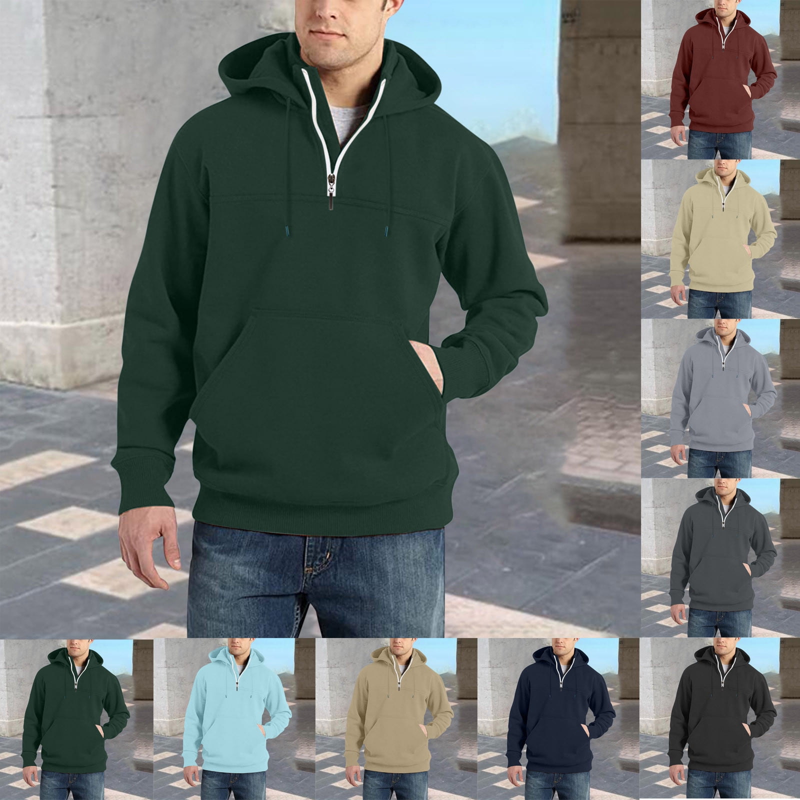 Oversized Half-Zip Hooded Sweatshirt