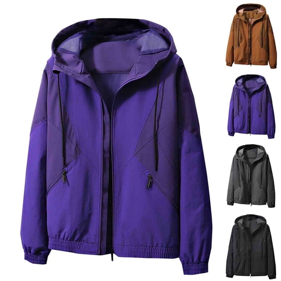 VBTAPA Mens Rain Jackets Waterproof Lightweight Hiking Cycling Travel Jacket for Men Hooded Windbreaker Raincoat Black M