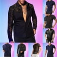 thumbnail image 1 of VBTAPA Mens See Through Lace Long Sleeve Mesh Floral Shirt Casual Sheer Button Down Shirts Black XXL, 1 of 8